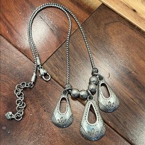 Brighton CARAVAN Triple Teardrop Silver Southwest Necklace